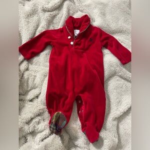 NWOT Vintage Ralph Lauren Red Velvet Footed Outfit
